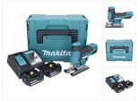 Seghetto Alternativo A Batteria Makita Djv 185 Rmj 18 V Brushless + 2X Batteria 4,0 Ah + Caricabatterie + Makpac