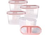 Barattoli Con Coperchio Da 1,4 Litri (Confezione Da 4 / Rosa Antico), Contenitore Ermetico Per Alimenti Sfusi Senza Bpa, Set Di Contenitori Per Alimenti - Barattoli Per Alimenti Con Coperchio A Cerniera