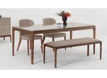 Set Sala Da Pranzo Set Panca Set Sedia 4X Sedie Mobili Tavolo Beige 6Pcs