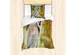 Abakuhaus Set Copripiumino Lemur Per Letti Singoli, Aperture Foto Mammifero Animale, Antiacaro Adatto A Chi Soffre Di Allergie Con Federa, 135 Cm X 200 Cm - 80 X 80 Cm, Multicolore