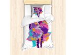 Abakuhaus Set Copripiumino Per Letti Singoli, Abstract Madagascar Mono, Antiacaro, Adatto A Chi Soffre Di Allergie, Con Federa, 135 Cm X 200 Cm - 80 X 80 Cm, Rosa Viola