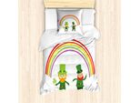 Abakuhaus Set Copripiumino Per Letto Singolo Elf, Folletti Sotto Un Arcobaleno, Antiacaro, Adatto A Chi Soffre Di Allergie, Con Federa, 135 Cm X 200 Cm - 80 X 80 Cm, Fern Green Multicolor
