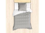 Abakuhaus Set Copripiumino Geometrico A Rombi Per Letti Singoli, Motivo Astratto A Griglia, Antiacaro E Anallergico Con Federa, 135 Cm X 200 Cm - 80 X 80 Cm, Color Guscio D'uovo Grigio Antracite