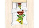 Abakuhaus Set Copripiumino Per Letto Singolo Elf, Omino In Piedi, Antiacaro, Adatto A Chi Soffre Di Allergie, Con Federa, 135 Cm X 200 Cm - 80 X 80 Cm, Verde Lime Multicolore