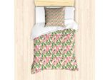 Abakuhaus Set Copripiumino Per Letto Singolo, Rosa Vintage, Motivo Floreale Vintage, Antiacaro, Adatto A Chi Soffre Di Allergie, Con Federa, 135 Cm X 200 Cm - 80 X 80 Cm, Rosa Verde Oliva