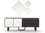 Set Da Pranzo Moderno Composto Da Una Credenza Di 4 Pezzi Con 3X Specchio Novità