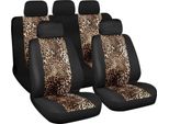 Set Coprisedili Auto In Poliestere Leopardato Nero Con Imbottitura In Spugna
