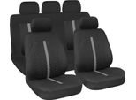 Set Coprisedili Stinger Auto 3+3 Chiusure Lampo 5 Copripoggiatesta Neri