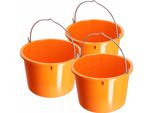 Secchio Da Costruzione In Plastica Kadax "Kanan"", Secchio Per Malta Con Manico, Secchio, Secchio Per Cemento, Secchio Per Acqua, Arancione, 20 Litri, 3 Pezzi"