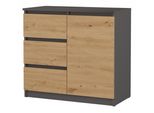 Cassettiera Combinata Stretta Elbe - Rovere Artisan / Antracite