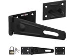Kotarbau® 150X75 Mm Con Lucchetto Acciaio Verniciato A Polvere Nera Serratura Di Sicurezza Haspe Scrocco Per Cancello Scrocco Per Cancello Scrocco Per Cancello Meccanismo Di Bloccaggio