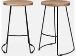 Set Di 2 Sgabelli Da Bar In Legno Di Mango E Acciaio, 65Cm, Marrone Naturale