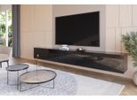 Hajduk Furniture Mobile Tv Sospeso Porta Tv Nero Lucido 270 Cm Push To Open Senza Maniglie Moderno Per Salotto Fino A 85 Pollici 270X35X40 Cm
