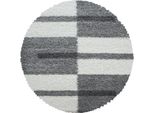 Teppium Tappeto Shaggy A Pelo Alto Design A Quadri Morbido Soffice E Accogliente Per Soggiorno Moderno, Dimensioni: 120 Cm Rotondo