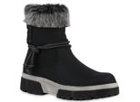Van Hill Donna Stivali Foderati Con Lacci Stivaletti Scarpe In Pelliccia Sintetica 840732, Colore: Nero, Taglia: 36