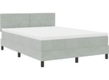 Vidaxl Led Letto A Molle Con Materasso Grigio Chiaro 160 X 200 Cm In Velluto