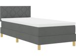 Vidaxl Led Letto A Molle Con Materasso Grigio Scuro 90 X 190 Cm Tessuto