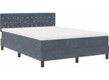 Vidaxl Led Letto A Molle Con Materasso Grigio Scuro 160 X 200 Cm In Velluto