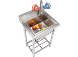 Lavabo In Acciaio Inox, Lavabo Indipendente, Incluso Rubinetto E Gambe, 41 X 33 X 22 Cm Lavabo Singolo Commerciale Per Garage, Ristorante, Cucina, Lavelli Commerciali