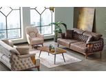 Set Di Divani 3+3+1 In Legno Soggiorno Divano Chesterfield Tessuto Nuovo Completo