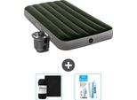Letto Gonfiabile Intex - 1 Persona - 99 X 191 X 25 Cm - Verde - Incluso Pompa - Lenzuolo E Kit Di Riparazione
