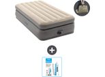 Intex Airbed - 1 Persona - 99 X 191 X 51 Cm - Grigio - Pompa Inclusa - Kit Di Riparazione