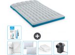 Materassino Da Campeggio Intex - 2 Persone - 127 X 193 X 24 Cm - Blu - Lenzuolo Incluso - Bacio - Pompa - Set Di Riparazione E Protezione Cuscini