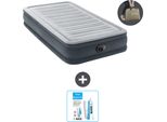 Intex Airbed - 1 Persona - 99 X 191 X 33 Cm - Grigio - Pompa Inclusa - Kit Di Riparazione
