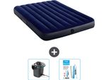 Intex Airbed - Letto Matrimoniale - 137 X 191 X 25 Cm - Blu - Include Pompa E Kit Di Riparazione