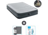 Intex Airbed - Letto Matrimoniale - 137 X 191 X 33 Cm - Grigio - Incluso Pompa - Lenzuolo E Kit Di Riparazione