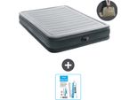 Intex Airbed - 2 Persone - 152 X 203 X 33 Cm - Grigio - Pompa Inclusa - Kit Di Riparazione