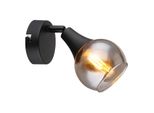 Lampada Da Parete Per Interni Faretto Da Parete In Vetro Fumé In Legno Nero 57904-1