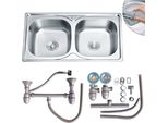Lavello Doppio Lavello Da Incasso Lavello In Acciaio Inox Lavello Lavello 2 Vasche + Accessori
