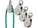 Kotarbau® Set Di 3 Carrucole Per Funi Singole In Acciaio Nichelato Da 1" C15 Per Edilizia Vela Soccorso Alpinismo | Carrucole Per Funi ⌀ 6 Mm | Carrucola Per Funi | Carrucola Per Argano Per Funi"