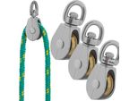 Kotarbau® Set Di 3 Carrucole Per Funi Singole In Acciaio Nichelato Da 3/4" C15 Per Edilizia Vela Soccorso Alpinismo | Carrucole Per Funi ⌀ 5 Mm | Carrucola Per Funi | Carrucola Per Argano Per Funi"