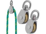 Kotarbau® Set Di 2 Carrucole Per Funi Singole In Acciaio Nichelato Da 3/4" C15 Per Edilizia Vela Soccorso Alpinismo | Carrucole Per Funi ⌀ 5 Mm | Carrucola Per Funi | Carrucola Per Argano Per Funi"