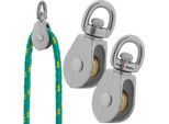 Kotarbau® Set Di 2 Carrucole Per Funi Singole In Acciaio Nichelato Da 1/2" C15 Per Edilizia Vela Soccorso Alpinismo | Carrucole Per Funi ⌀ 5 Mm | Carrucola Per Funi | Carrucola Per Argano Per Funi"