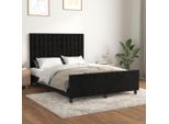 The Living Store Struttura Letto Con Testiera Nera 140X200 Cm In Velluto