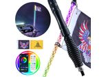 Vevor 1 Pezzo 3 Piedi Frusta Luminosa Con Base A Molla, Frusta Luminosa A Led Con App E Telecomando, Frusta Impermeabile A 360° A Spirale Rgb Con Luce Di Marcia E 2 Bandiere, Per Utv, Atv, Moto, Rzr