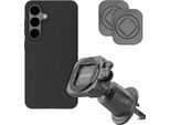Supporto Per Telefono Cellulare Per Auto Accezz Easylock - Inclusa Cover Per Samsung Galaxy S24 - Griglia Di Ventilazione - Ruotabile A 360 Gradi - Nero