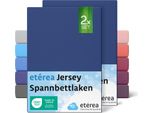 Set Di 2 Lenzuola In Jersey 140X200 Cm - 160X200 Cm - EtÉRea Lenzuola In Jersey 100% Cotone - Dimensioni 140X200 Cm - Colore Navy