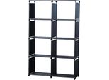 Libreria E Scaffale Portaoggetti Multiuso Herzberg A 8 Strati - 85X125 Cm Nero