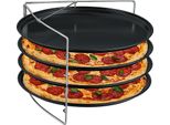 Relaxdays Set Di 4 Vassoi Per Pizza Con Rastrelliera