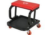 Sgabello Da Officina, Sgabello Da Lavoro Con Ripiano, Cuscino Sedile Imbottito, Sgabello Da Montaggio Per Garage, Officina, Acciaio, Rosso