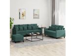 Best MöBel Set Divano 3 Pezzi Con Cuscini In Velluto Verde Scuro - Divani Classic Cloris New2541891 3Parcel