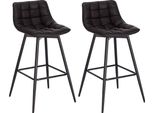 Sgabello Da Bar Antraciet - Pelle Finta - Con Schienale - Altezza Seduta 64Cm - Set Di 2 - Cucina E Bar