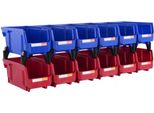 Set Di Scatole Impilabili - 12 Pezzi - Blu E Rosso - Per Il Laboratorio, La Stanza Dei Bambini E L'ufficio