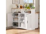 Isola Cucina Fortuna Lai Su Ruote, Zona Pranzo Estraibile Isola Cucina Con Sedie, Credenza Con Ampio Spazio Di Stoccaggio, Ideale Per La Cucina E La Sala Da Pranzo Come Credenza (Bianco)