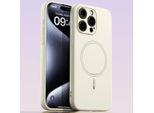 Custodia Magnetica Per Iphone 15 Pro Max, Compatibile Con Magsafe, In Silicone Liquido, Resistente Agli Urti E Ai Graffi Beige