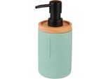 Berilo | Dispenser Per Sapone - Dispenser Per Liquidi - 18 X 9 X 8 Cm - Menta - Con Pompa Dosatrice - Con Coperchio In Legno